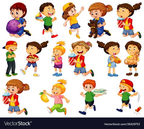 Children Doing Different Activities Cartoon Vector Image