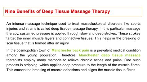 Ppt Nine Benefits Of Deep Tissue Massage Therapy Powerpoint Presentation Id10967825