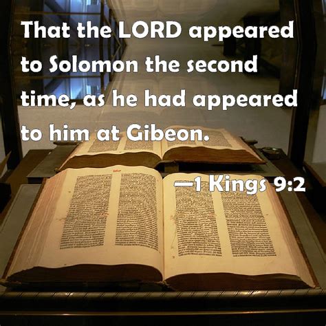 1 Kings 92 That The Lord Appeared To Solomon The Second Time As He