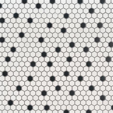 Black And White Hexagon Matte Wall Tile Hexagon