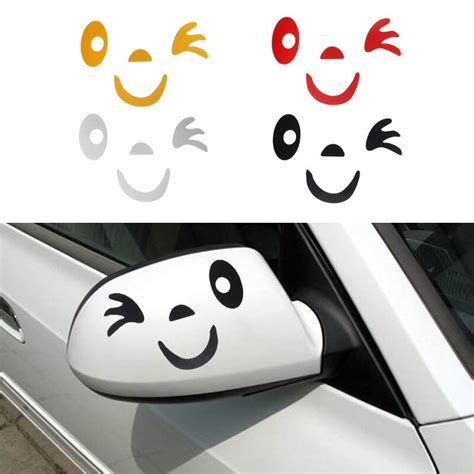 New Smile Face Design Sticker For Car Side Mirror Rearview Pegatinas