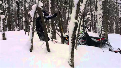 Snowmobile Stuck And Tree And Mud Bergland Mi Snowmbile The Up