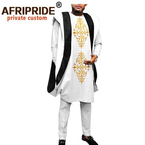 African Clothing For Men Dashiki Embroidery Agbada Robe Plus Size