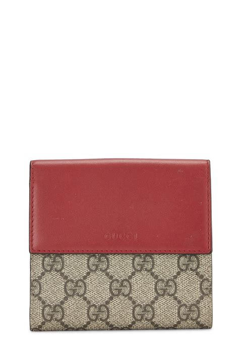 Gucci Original Gg Supreme Canvas French Flap Wallet Red Editorialist
