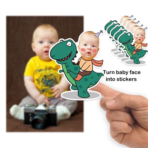 Custom Dinosaur Sticker Turn Baby Face Into Stickers Etsy