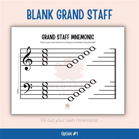 Grand Staff Mnemonic Learning Filled And Blank Png And Pdf Etsy