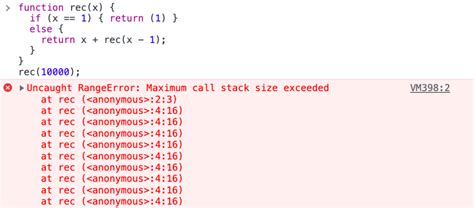 Что означает ошибка Uncaught RangeError Maximum call stack size