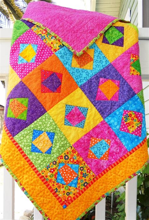 Bright Modern Colorful Baby Quilt Pretty In By Sewncolor
