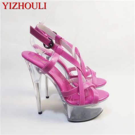 Sale 15cm Sexy Super High Heel Platforms Crystal Sandals 6 Inch Women