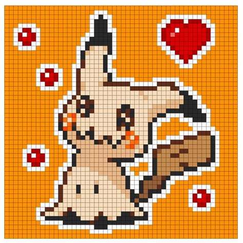 Mimikyu Pokemon Pix Brix Template In 2023 Pixel Art Pixel Art