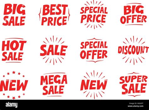 Shopping Set Icons Sale Discount Offer New Symbol Text Vector