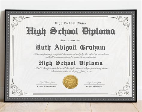 Editable Homeschool GED Diploma, Highschool Custom Diploma, High School