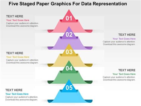 Five Staged Paper Graphics For Data Representation Flat Powerpoint