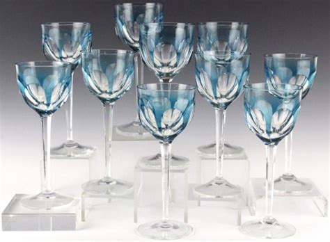 Sold Price Set Of 10 Moser Crystal Aquamarine Wine Glasses November 3 0117 5 00 Pm Est