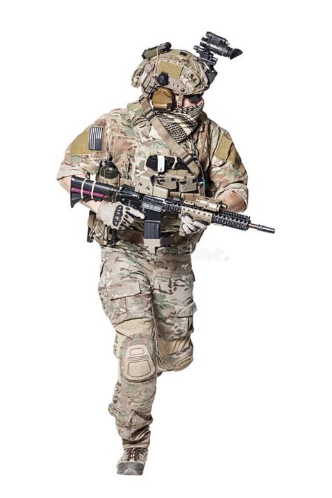 Us Army Ranger With Weapon Stock Image Image Of Rush 93369597