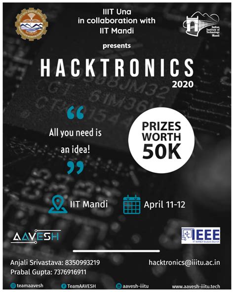 Hacktronics 2020 Hardware Hackathon At Iit Mandi April 11 12 Cash