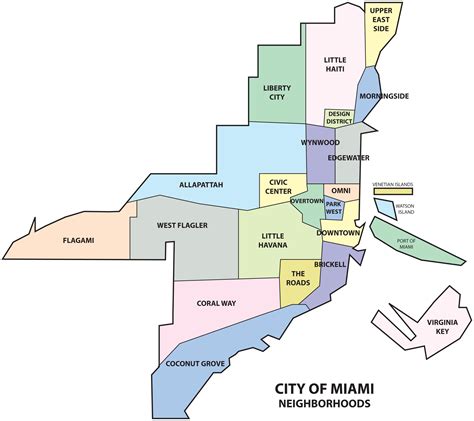 Miami Quartier De La Carte Carte Des Quartiers De Miami Floride Usa