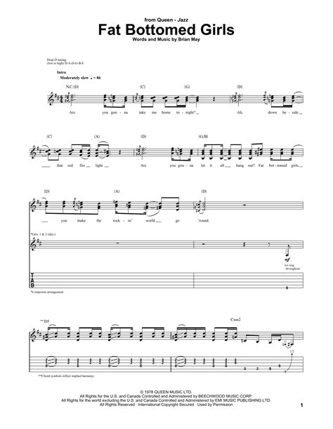 Fat Bottomed Girls By Queen Guitar Tab Guitar Instructor