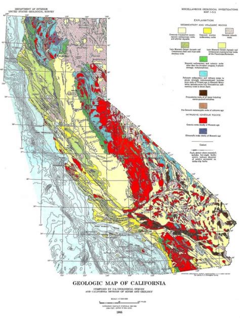Geological Rock Formations Map Of California United States
