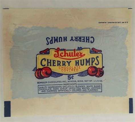 Vintage Schulercherry Humps Candy Bar Wrapper Circa 1940 2023525766