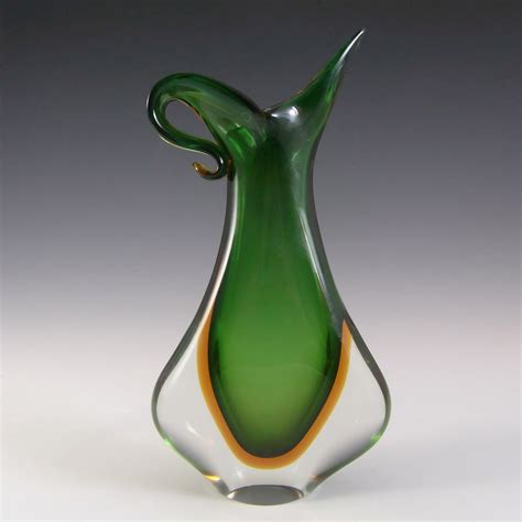 Murano 1950s Green And Amber Sommerso Cased Glass Vase £42 75