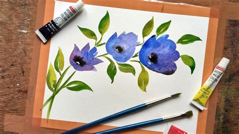 Simple And Easy Flower Painting Beginners Watercolor Youtube