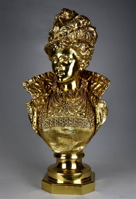 Late 19thc French Gilt Bronze Bust Figure Of A Victorian Lady By Ernest