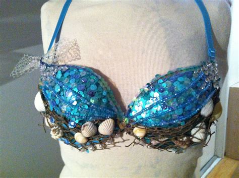 Glittering Mermaid Bra Wshells And Sequins 6000 Via Etsy