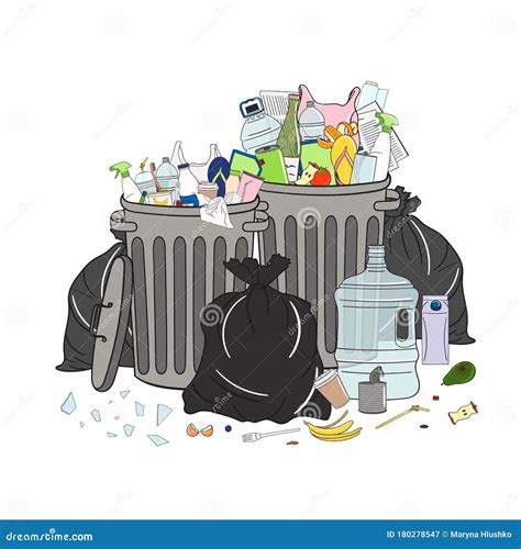Garbage Pile Line Outline Icon Vector Illustration Cartoondealer Com