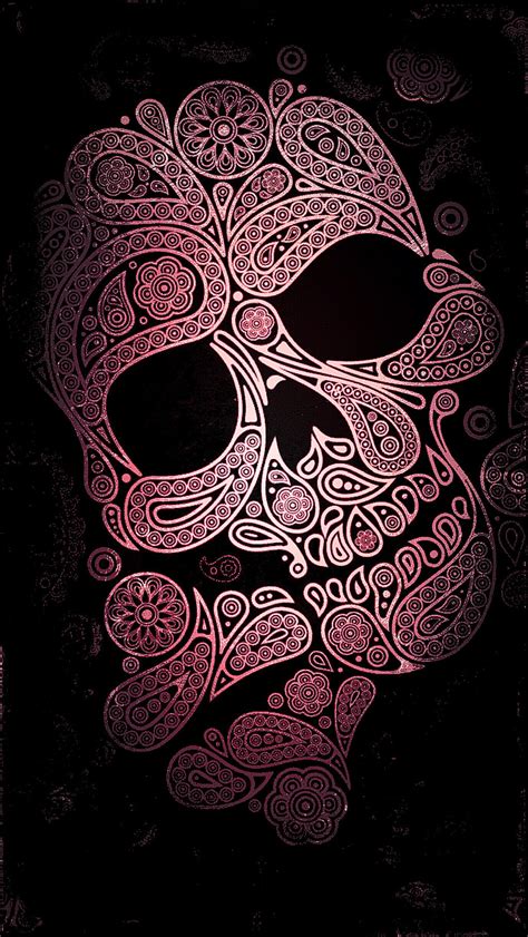 Pink And Black Floral Skull Phone Wallpaper By Xxdannehxx On Deviantart
