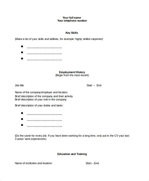 Samples of resume format sample blank for beginners. FREE 9+ Sample Blank Resume Templates in MS Word | PDF