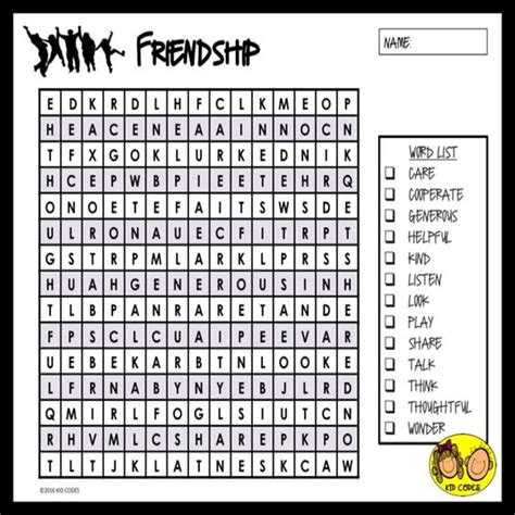 Friendship Words Word Search And Friendship On Pinterest