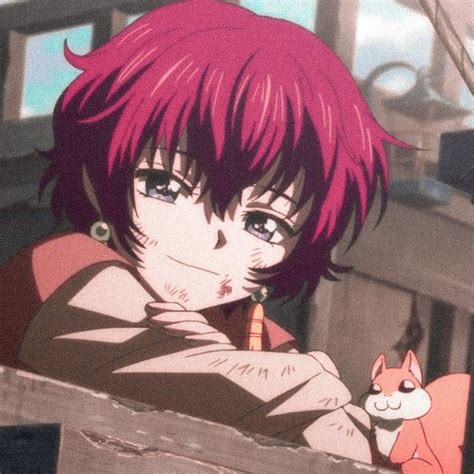 Anime Character With Red Hair Holding A Cat