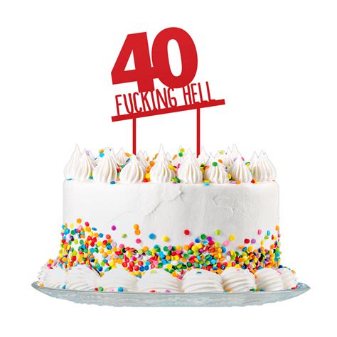 40th Birthday Cake Topper Red Acrylic Rude Funny Party Decorations