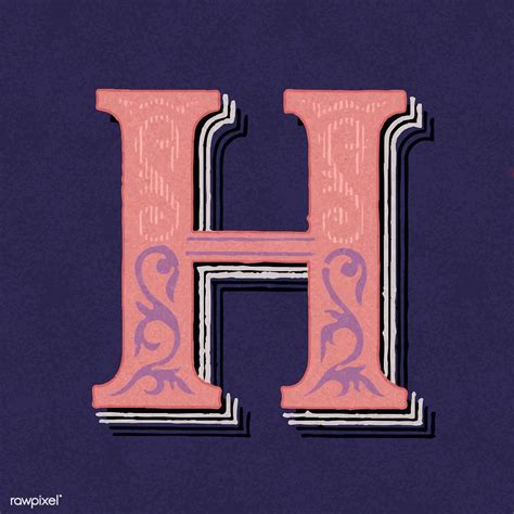 Capital Letter H Vintage Typography Style Free Image By