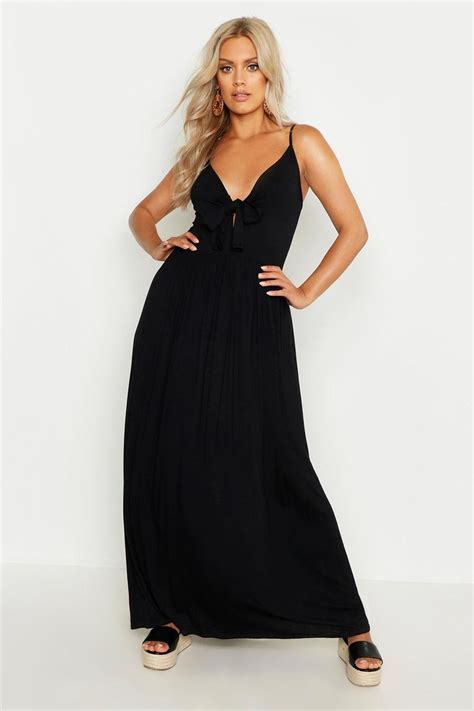 Womens Plus Strappy Knot Front Maxi Dress Black 22 In 2021 Maxi