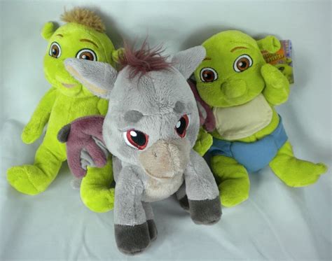 Dreamworks 2 Shrek Babies And 1 Baby Donkey Dragon Plush About 9 Inches
