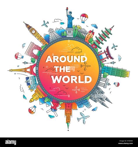 Around the World - flat design travel composition Stock Vector Image ...