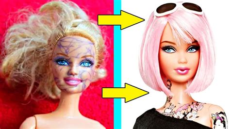Diy Barbie Hairstyle Barbie Hair Tutorial 😱 Doll Makeover Transformation Youtube