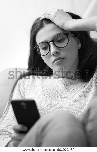 Sad Young Girl Lying On Sofa Stock Photo 603023132 Shutterstock