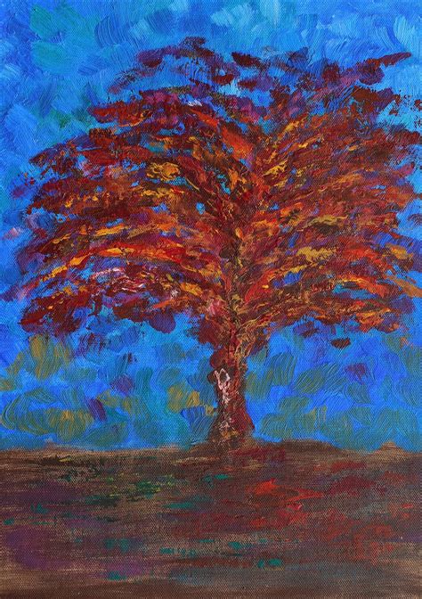 Tree Abstract Painting Original Art Colorful Tree Painting Etsy