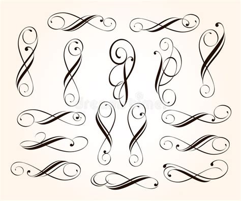 Set Elegant Decorative Scroll Elements Vector Illustration Stock