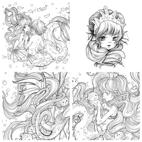 831 Pop Manga Mermaids And Other Sea Creatures Coloring Book By