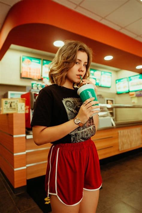 Girl Drinking Plastic Cup With Straw Pose Reference Photo