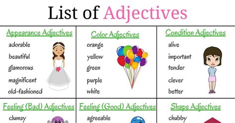 Top 200 Adjectives Used In English Vocabulary For Speaking Eslbuzz