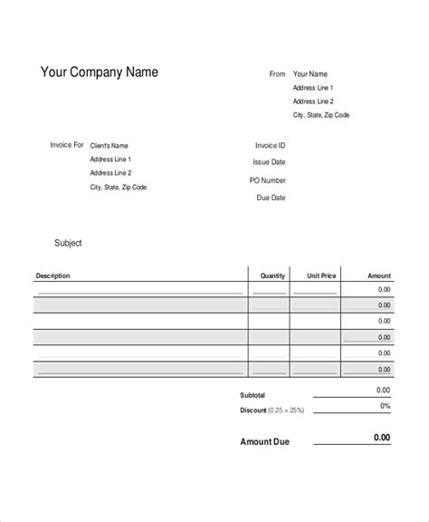 Free Printable Invoices Formspdf
