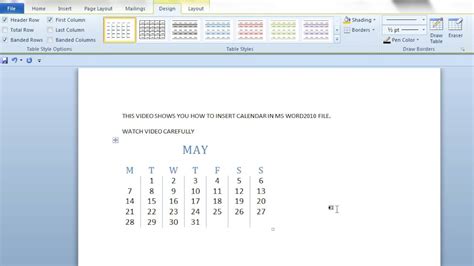 Calendar To Insert Into Word Naxreph