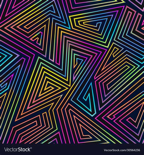 Neon Lines Geometric Seamless Pattern Royalty Free Vector