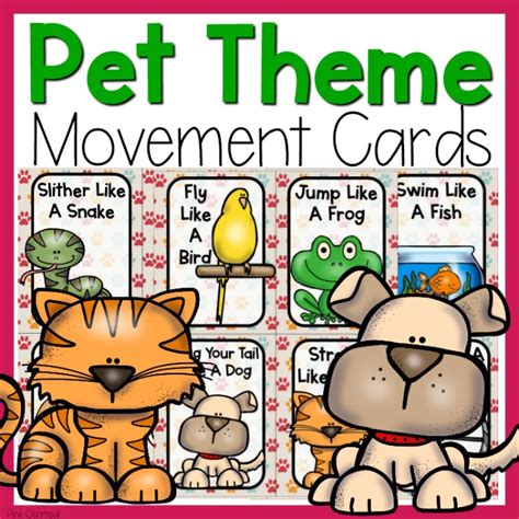 Pet Themed Movement Cards And Printables Pink Oatmeal Shop