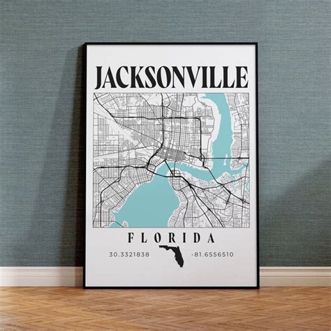 Jacksonville Map Etsy